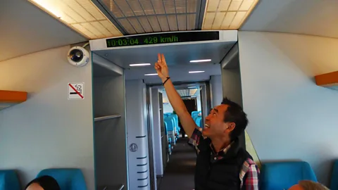 Larry Bleiberg Train speeds can reach up to 430kph (Credit: Larry Bleiberg)