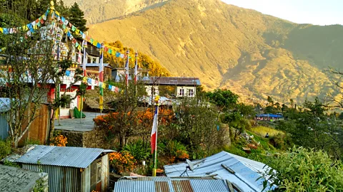 Amrit Sharma Nearly two years since the earthquake, most Manekharka residents still live in the temporary shelters (Credit: Amrit Sharma)
