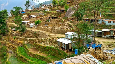 Amrit Sharma Maila helped others in the Manekharka community build shelters from the rubble (Credit: Amrit Sharma)