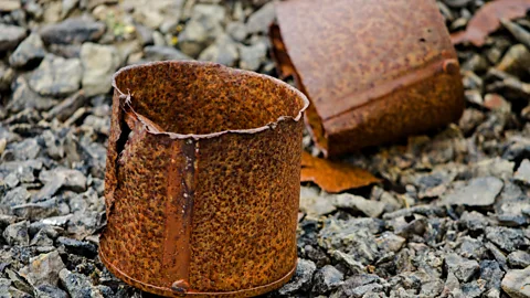 Sarah Hewitt The cans of food left for the sailors are now rusted and scattered across the beach (Credit: Sarah Hewitt)