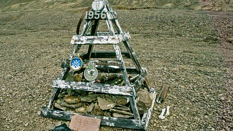 Sarah Hewitt Monuments to Franklin and other explorers have been erected beside the depot’s remains (Credit: Sarah Hewitt)