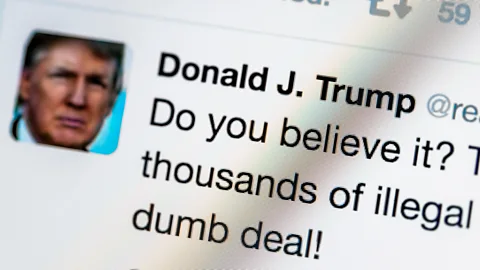 Twitter Donald Trump’s tweets have a nearly 70% likelihood of being signed off with a shriek (Credit: Twitter)