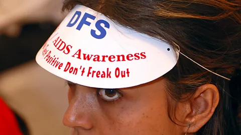 Getty Images A company education session at iEnergizer in India. It's a member of the Global Business Coalition on HIV/AIDS, which helps bring awareness to workers. (Credit: Getty Images)