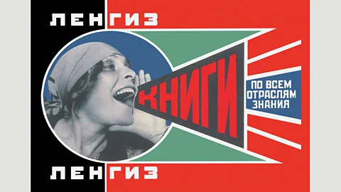 Alamy In Rodchenko’s famous design from 1924, the model Lilya Brik gives the siren call ‘knigi’, the Russian word for ‘books’ (Credit: Alamy)