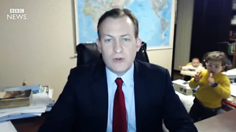 BBC News Robert Kelly, political science professor, interrupted by his children during a live interview with the BBC (Credit: BBC News)