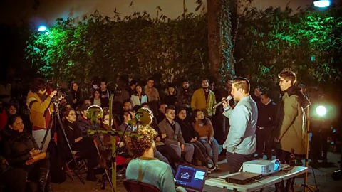 Farhid Mendoza The events, meant to dissect failures, are held all over the world, like this outdoor session in Mexico City (Credit: Farhid Mendoza)