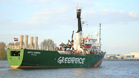 Greenpeace boat, Arctic Sunrise, on North Sea Canal