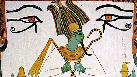 Wikimedia Osiris, the Egyptian god of regeneration, was typically depicted with a green face (Credit: Wikimedia)