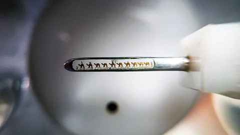Ignat Kinol Camels and palm trees were placed inside the eye of a needle (Credit: Ignat Kinol)