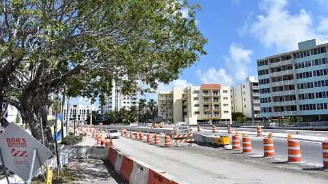 Amanda Ruggeri One of the roads in Miami Beach being raised by about 2ft (Credit: Amanda Ruggeri)