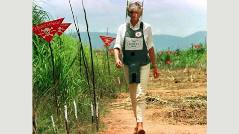 Alamy The classic white shirt-and-chinos combination that Diana wore for her landmines trips signalled professionalism (Credit: Alamy)