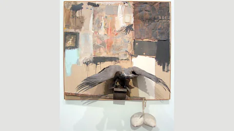 Chris 9/Flickr A trussed pillow hangs pendulously from Robert Rauschenberg’s 1959 work, Canyon (Credit: Chris 9/Flickr)