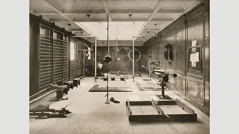 Alamy First introduced on ocean liners more than 100 years ago, gymnasiums – shown here on Cunard’s Berengaria around 1930 – remain a staple of cruise ships today (Credit: Alamy)