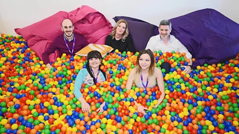 Jasmin Hayes/Sleeping Giant Media Staff at digital marketing agency Sleeping Giant Media hold meetings in a ballpit in an attempt to stimulate creativity (Credit: Jasmin Hayes/Sleeping Giant Media)