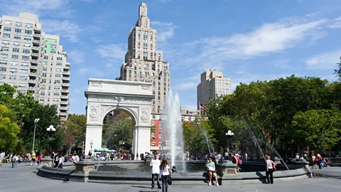Alamy Jane Jacobs was able to stop planned development that would have destroyed Washington Square Park, with its iconic arch, and much of Greenwich Village (Credit: Alamy)