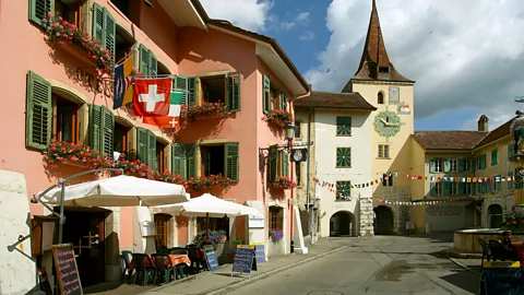 MARKA/Alamy Bill and Marie-France met in a café in the medieval Old Town of Neuchâtel, Switzerland (Credit: MARKA/Alamy)