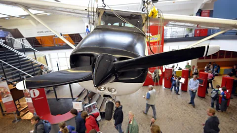 Getty Images Rust's Cessna now hangs from the ceiling of a Berlin museum (Credit: Getty Images)