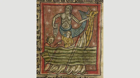Wikipedia This 13th Century bestiary from England depicted a mermaid as a siren trying to lead sailors to their doom (Credit: Wikipedia)