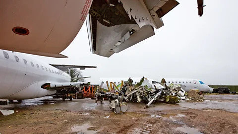 Richard Gray Between 400 and 600 commercial aircraft worldwide are disassembled each year (Credit: Richard Gray)