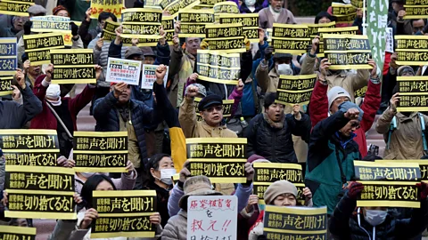 Getty Images Over 800 protesters, including some Fukushima refugees, denounced nuclear energy at this demonstration in Tokyo in March 2016 (Credit: Getty Images)