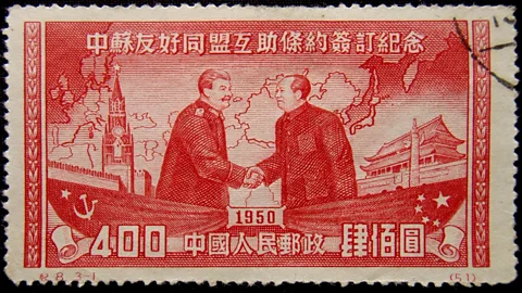 Getty Images A Chinese postage stamp from 1950 commemorates the g of the Sino-Soviet Treaty (Credit: Getty Images)
