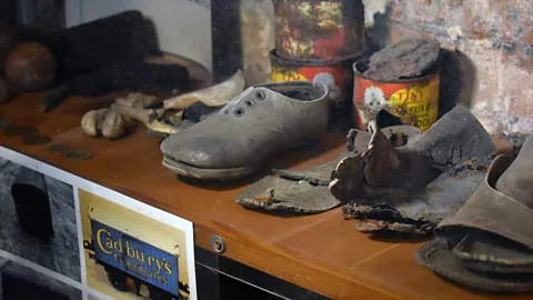 Amanda Ruggeri Because families would leave their belongings in the shelter between raids, even children’s shoes have been found in the debris (Credit: Amanda Ruggeri)