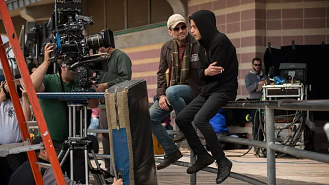 USA Network Christian Slater as 'Mr Robot' (left) and Rami Malek as Elliot (right) (Credit: USA Network)