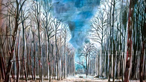 Peter Horee/Alamy German artist Anselm Kiefer frequently depicted forbidding forests and woods in his paintings, such as in this detail from Resurrexit 1973 (Credit: Peter Horee/Alamy)
