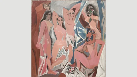 Wikipedia Picasso’s Les Demoiselles des Avignon shows the influence of African art in the masks the prostitutes wear (Credit: Wikipedia)