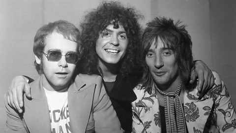 Marc Bolan with Elton John and Rod Stewart, Top of the Pops, 1972