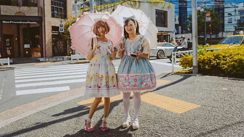 Joshua Lawrence Teen subgroups are declining in Harajuku, though some can still be spotted now, such as these Lolita girls dressed in frills, pictured in September 2017 (Credit: Joshua Lawrence)
