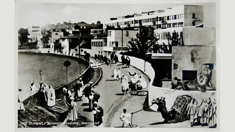 Stuttgart Archive In 1933, the Nazis dismissed the project as 'Bolshevik architecture' and mocked it with a propagandist collage suggesting it was unsuitable in  (Credit: Stuttgart Archive)