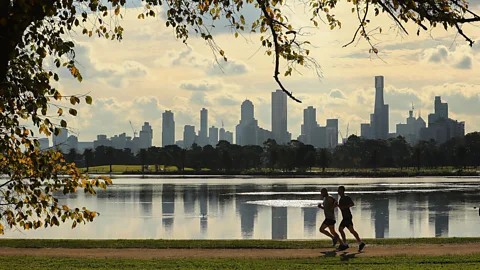 Getty Images For those who can unglue themselves from their keyboards, a lunchtime jog outdoors could do the trick (Credit: Getty Images)
