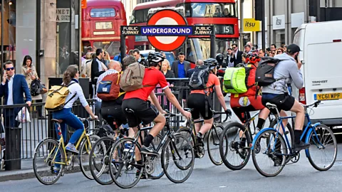 Alamy A group of empowered Gen Y cyclists who have cast aside the shackles of car ownership, killing the auto industry in the process (Credit: Alamy)