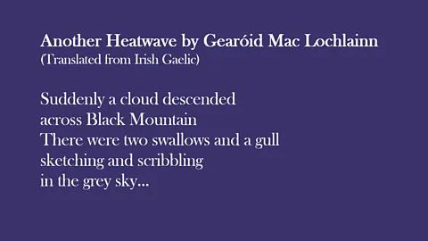 Extract from Another Heatwave by Gearóid Mac Lochlainn (translated from Irish Gaelic)
