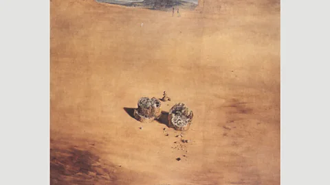 Wikipedia Dalí’s Two Pieces of Bread Expressing the Sentiment of Love is believed to depict Dalí and his wife Gala, with Duchamp as the chess pawn (Credit: Wikipedia)