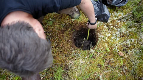 Anthony Rhoades Darker soil indicates accumulated organic carbon in the soil (Credit: Anthony Rhoades)