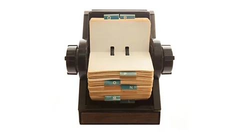 Alamy Back in the 1950s, rolodex cards were a popular way of storing the details of business contacts (Credit: Alamy)