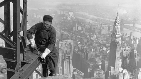 Wikimedia Commons/Lewis Hine The first skyscrapers were made of wrought iron or steel (Credit: Wikimedia Commons/Lewis Hine)