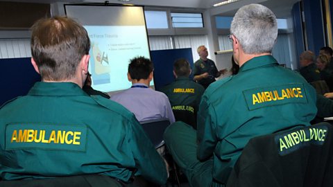 Ambulance staff at training session