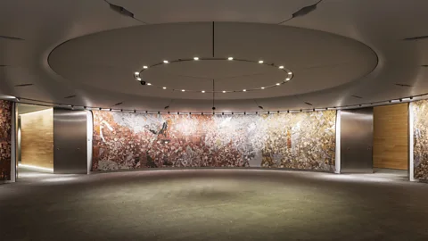 James Newton A flexible event space is enveloped by a luxurious tapestry work by American visual artist Pae White (Credit: James Newton)