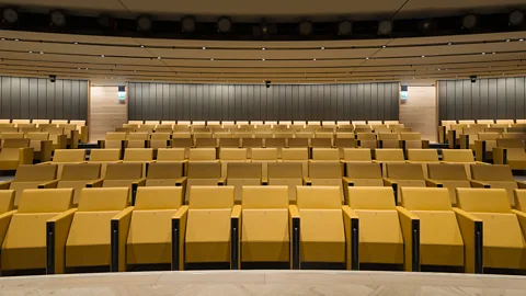 James Newton An auditorium is fitted with 'voice lift' technology that carries sound, so speakers and participants can talk and be heard without the need for microphones (Credit: James Newton)