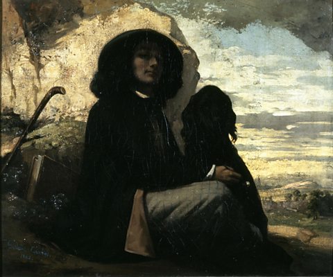 Painting of a man and dog, using tonal contrast and focus