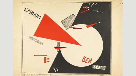 The David King Collection at Tate Lissitzky’s Beat the Whites with the Red Wedge is a 1920 Russian revolutionary image, portraying the civil war in bold graphics (Credit: The David King Collection at Tate)