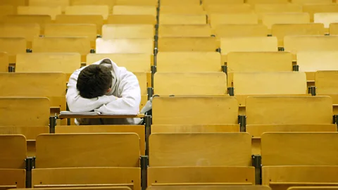 Getty Images There is a peak shift toward being awake more at night at around age 20 and a change back toward morning wakefulness at around age 50 (Credit: Getty Images)