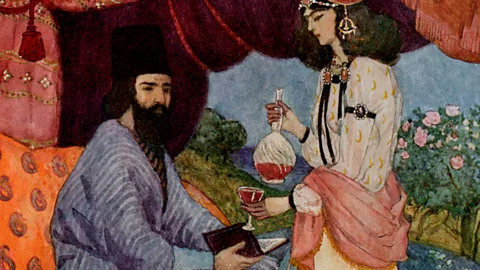 Getty Images A painting imagining an Arab poet drinking wine. (Credit: Getty Images)