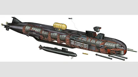 H I Sutton, Covert Shores An artist's rendering of what Belgorod might look like: the largest nuclear sub ever built and centrepiece of Russia's new Arctic mission (Credit: H I Sutton, Covert Shores)