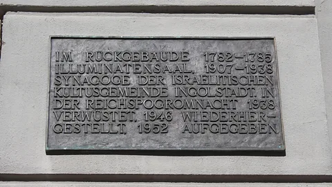 Julie Ovgaard A small plaque outside Weishaupt’s former home marks the building as an old Illuminati meeting place (Credit: Julie Ovgaard)
