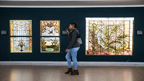 Greg Inda One of the Pedway’s stained-glass s was created by renowned artist Louis Comfort Tiffany, whose father founded Tiffany & Co. (Credit: Greg Inda)
