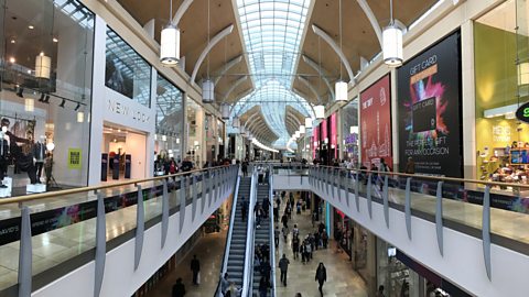 Indoor view of the St David’s 2 shopping centre in Cardiff.